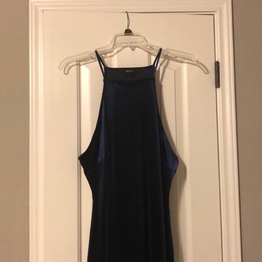 Navy blue velvet dress